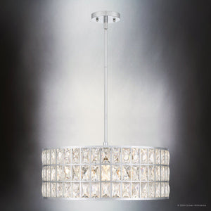 Urban Ambiance - Pendant - UQL5404 Glam Indoor Pendant, 8.75''H x 20''W x 20''D, Polished Chrome Finish, Casselton Collection - 