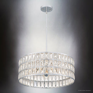 Urban Ambiance - Pendant - UQL5404 Glam Indoor Pendant, 8.75''H x 20''W x 20''D, Polished Chrome Finish, Casselton Collection - 