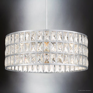 Urban Ambiance - Pendant - UQL5404 Glam Indoor Pendant, 8.75''H x 20''W x 20''D, Polished Chrome Finish, Casselton Collection - 