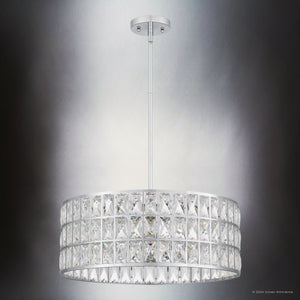 Urban Ambiance - Pendant - UQL5404 Glam Indoor Pendant, 8.75''H x 20''W x 20''D, Polished Chrome Finish, Casselton Collection - 