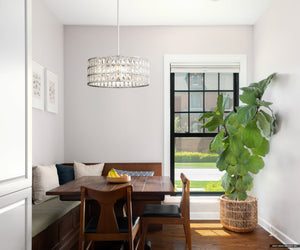 Urban Ambiance - Pendant - UQL5404 Glam Indoor Pendant, 8.75''H x 20''W x 20''D, Polished Chrome Finish, Casselton Collection - 