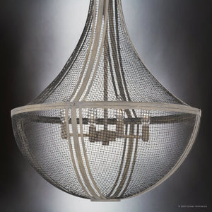 Urban Ambiance - Pendant - UQL5410 Modern Farmhouse Indoor Pendant, 27''H x 22''W x 22''D, Distressed Grey Wood Finish, Dickinson Collection - 