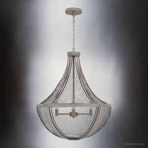 Urban Ambiance - Pendant - UQL5410 Modern Farmhouse Indoor Pendant, 27''H x 22''W x 22''D, Distressed Grey Wood Finish, Dickinson Collection - 