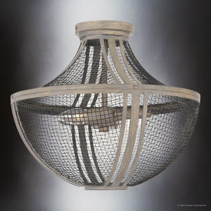 Urban Ambiance - Ceiling Light - UQL5411 Modern Farmhouse Indoor Ceiling Light, 13.25''H x 15.25''W x 15.25''D, Distressed Grey Wood Finish, Dickinson Collection - 