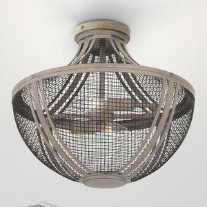 Urban Ambiance - Ceiling Light - UQL5411 Modern Farmhouse Indoor Ceiling Light, 13.25''H x 15.25''W x 15.25''D, Distressed Grey Wood Finish, Dickinson Collection - 