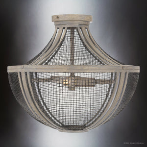 Urban Ambiance - Ceiling Light - UQL5411 Modern Farmhouse Indoor Ceiling Light, 13.25''H x 15.25''W x 15.25''D, Distressed Grey Wood Finish, Dickinson Collection - 