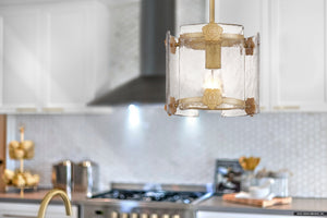 Urban Ambiance - Pendant - UQL5440 Cosmopolitan Indoor Pendant, 8.25''H x 9''W x 9''D, Light Gold Finish, Crary Collection - 