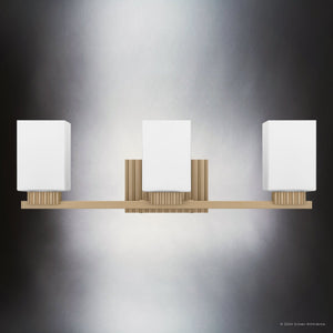 Urban Ambiance - Bath Light - UQL5451 Posh Indoor Bath Light, 7.25''H x 23''W x 6.5''D, Bronze Gold Finish, Valletta Collection - 