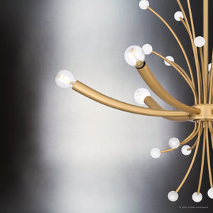 Urban Ambiance - Chandelier - UQL5460 Glam Indoor Chandelier, 24.5''H x 29''W x 29''D, Brushed Weathered Brass Finish, Belgrade Collection - 