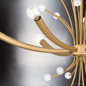 Urban Ambiance - Chandelier - UQL5460 Glam Indoor Chandelier, 24.5''H x 29''W x 29''D, Brushed Weathered Brass Finish, Belgrade Collection - 