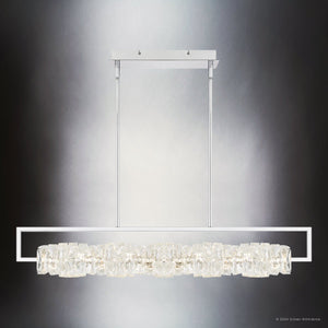 Urban Ambiance - Chandelier - UQL5480 Glam Indoor Chandelier, 7.25''H x 37.5''W x 5''D, Polished Chrome Finish, Gorton Collection - 