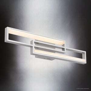 Urban Ambiance - Bath Light - UQL5490 Minimalist Indoor Bath Light, 5''H x 23.5''W x 2.75''D, Painted Brushed Nickel Finish, Dunseith Collection - 
