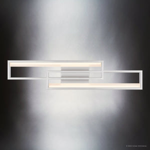 Urban Ambiance - Bath Light - UQL5490 Minimalist Indoor Bath Light, 5''H x 23.5''W x 2.75''D, Painted Brushed Nickel Finish, Dunseith Collection - 