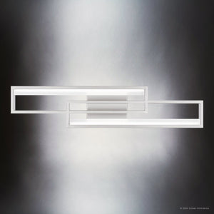 Urban Ambiance - Bath Light - UQL5490 Minimalist Indoor Bath Light, 5''H x 23.5''W x 2.75''D, Painted Brushed Nickel Finish, Dunseith Collection - 
