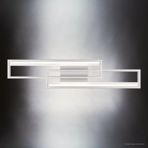 Urban Ambiance - Bath Light - UQL5490 Minimalist Indoor Bath Light, 5''H x 23.5''W x 2.75''D, Painted Brushed Nickel Finish, Dunseith Collection - 