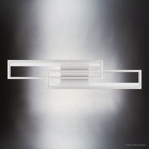 Urban Ambiance - Bath Light - UQL5490 Minimalist Indoor Bath Light, 5''H x 23.5''W x 2.75''D, Painted Brushed Nickel Finish, Dunseith Collection - 