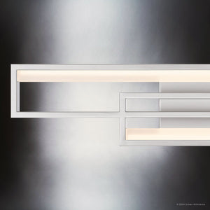 Urban Ambiance - Bath Light - UQL5490 Minimalist Indoor Bath Light, 5''H x 23.5''W x 2.75''D, Painted Brushed Nickel Finish, Dunseith Collection - 