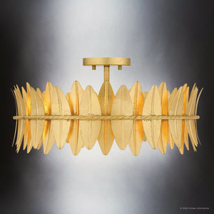 Urban Ambiance - Ceiling Light - UQL5502 Eclectic Indoor Ceiling Light, 9.5''H x 20.5''W x 20.5''D, Gold Leaf Finish, Cranston Collection - 