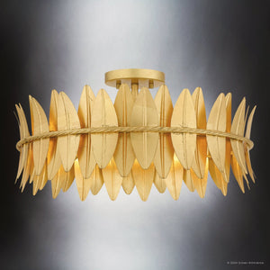 Urban Ambiance - Ceiling Light - UQL5502 Eclectic Indoor Ceiling Light, 9.5''H x 20.5''W x 20.5''D, Gold Leaf Finish, Cranston Collection - 
