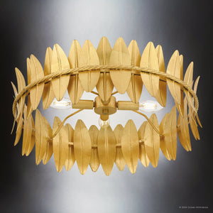 Urban Ambiance - Ceiling Light - UQL5502 Eclectic Indoor Ceiling Light, 9.5''H x 20.5''W x 20.5''D, Gold Leaf Finish, Cranston Collection - 