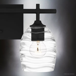 Urban Ambiance - Bath Light - UQL5510 Coastal Indoor Bath Light, 9.25''H x 15.00''W x 6.50''D, Matte Black Finish, Northbridge Collection - 