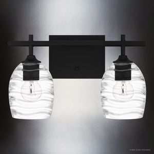 Urban Ambiance - Bath Light - UQL5510 Coastal Indoor Bath Light, 9.25''H x 15.00''W x 6.50''D, Matte Black Finish, Northbridge Collection - 
