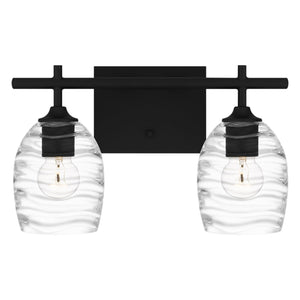 Urban Ambiance - Bath Light - UQL5510 Coastal Indoor Bath Light, 9.25''H x 15.00''W x 6.50''D, Matte Black Finish, Northbridge Collection - 