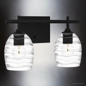 Urban Ambiance - Bath Light - UQL5510 Coastal Indoor Bath Light, 9.25''H x 15.00''W x 6.50''D, Matte Black Finish, Northbridge Collection - 