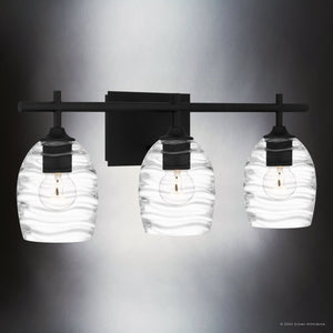 Urban Ambiance - Bath Light - UQL5511 Coastal Indoor Bath Light, 9.25''H x 22.00''W x 6.50''D, Matte Black Finish, Northbridge Collection - 