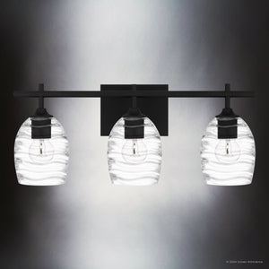 Urban Ambiance - Bath Light - UQL5511 Coastal Indoor Bath Light, 9.25''H x 22.00''W x 6.50''D, Matte Black Finish, Northbridge Collection - 