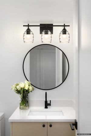 Urban Ambiance - Bath Light - UQL5511 Coastal Indoor Bath Light, 9.25''H x 22.00''W x 6.50''D, Matte Black Finish, Northbridge Collection - 