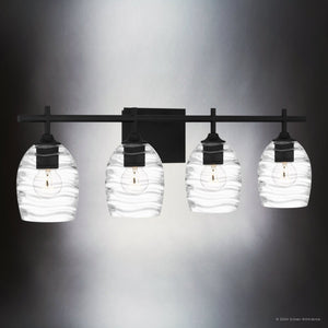 Urban Ambiance - Bath Light - UQL5512 Coastal Indoor Bath Light, 9.25''H x 29.00''W x 6.50''D, Matte Black Finish, Northbridge Collection - 