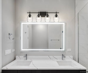 Urban Ambiance - Bath Light - UQL5512 Coastal Indoor Bath Light, 9.25''H x 29.00''W x 6.50''D, Matte Black Finish, Northbridge Collection - 