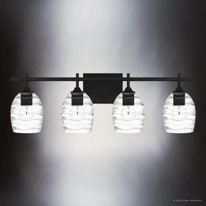 Urban Ambiance - Bath Light - UQL5512 Coastal Indoor Bath Light, 9.25''H x 29.00''W x 6.50''D, Matte Black Finish, Northbridge Collection - 