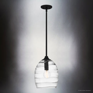 Urban Ambiance - Pendant - UQL5514 Contemporary Indoor Pendant, 13.5''H x 10''W x 10''D, Matte Black Finish, Northbridge Collection - 
