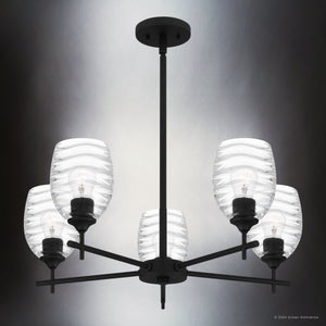 Urban Ambiance - Chandelier - UQL5515 Contemporary Indoor Chandelier, 9.25''H x 25''W x 25''D, Matte Black Finish, Northbridge Collection - 