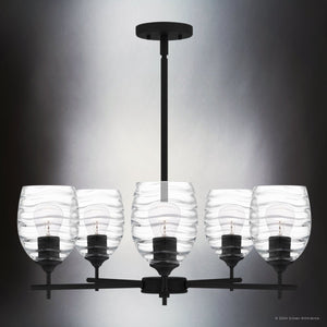 Urban Ambiance - Chandelier - UQL5515 Contemporary Indoor Chandelier, 9.25''H x 25''W x 25''D, Matte Black Finish, Northbridge Collection - 