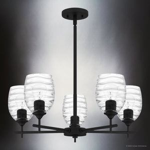 Urban Ambiance - Chandelier - UQL5515 Contemporary Indoor Chandelier, 9.25''H x 25''W x 25''D, Matte Black Finish, Northbridge Collection - 