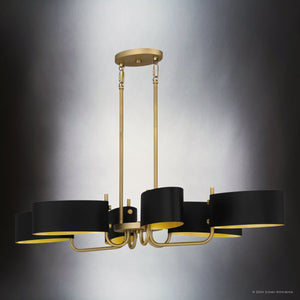 Urban Ambiance - Chandelier - UQL5520 Cosmopolitan Indoor Chandelier, 7.00''H x 41.50''W x 18.00''D, Aged Brass Finish, Alston Collection - 