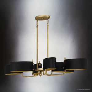 Urban Ambiance - Chandelier - UQL5520 Cosmopolitan Indoor Chandelier, 7.00''H x 41.50''W x 18.00''D, Aged Brass Finish, Alston Collection - 