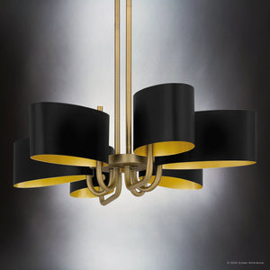 Urban Ambiance - Chandelier - UQL5520 Cosmopolitan Indoor Chandelier, 7.00''H x 41.50''W x 18.00''D, Aged Brass Finish, Alston Collection - 