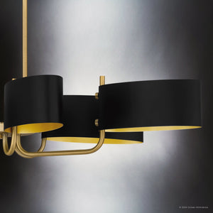 Urban Ambiance - Chandelier - UQL5520 Cosmopolitan Indoor Chandelier, 7.00''H x 41.50''W x 18.00''D, Aged Brass Finish, Alston Collection - 