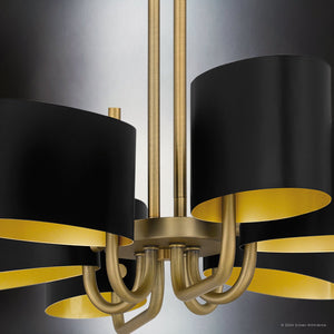 Urban Ambiance - Chandelier - UQL5520 Cosmopolitan Indoor Chandelier, 7.00''H x 41.50''W x 18.00''D, Aged Brass Finish, Alston Collection - 