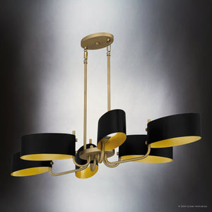 Urban Ambiance - Chandelier - UQL5520 Cosmopolitan Indoor Chandelier, 7.00''H x 41.50''W x 18.00''D, Aged Brass Finish, Alston Collection - 