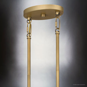Urban Ambiance - Chandelier - UQL5520 Cosmopolitan Indoor Chandelier, 7.00''H x 41.50''W x 18.00''D, Aged Brass Finish, Alston Collection - 