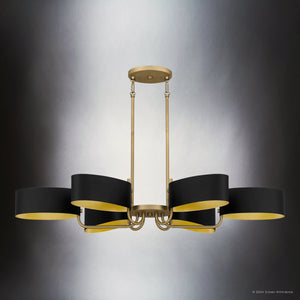 Urban Ambiance - Chandelier - UQL5520 Cosmopolitan Indoor Chandelier, 7.00''H x 41.50''W x 18.00''D, Aged Brass Finish, Alston Collection - 