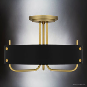 Urban Ambiance - Ceiling Light - UQL5521 Cosmopolitan Indoor Ceiling Light, 12''H x 17''W x 17''D, Aged Brass Finish, Alston Collection - 