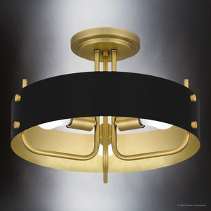 Urban Ambiance - Ceiling Light - UQL5521 Cosmopolitan Indoor Ceiling Light, 12''H x 17''W x 17''D, Aged Brass Finish, Alston Collection - 