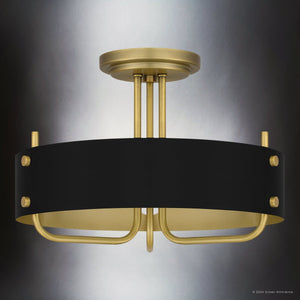 Urban Ambiance - Ceiling Light - UQL5521 Cosmopolitan Indoor Ceiling Light, 12''H x 17''W x 17''D, Aged Brass Finish, Alston Collection - 