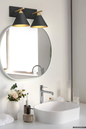 Urban Ambiance - Bath Light - UQL5540 Modern Indoor Bath Light, 8.75''H x 17.75''W x 9.5''D, Matte Black Finish, Kiel Collection - 
